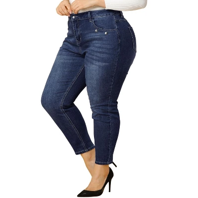Agnes Orinda Women's Plus Size Denim Mid-Rise Stretch Washed Skinny Jeans 7 Agnes Orinda Women's Plus Size Denim Mid-Rise Stretch Washed Skinny Jeans - Image 6