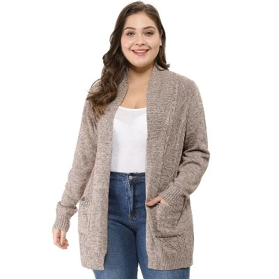 Agnes Orinda Women's Plus Size Winter Outerwear Open Front Knit Sweater Cardigan 3 Agnes Orinda Women's Plus Size Winter Outerwear Open Front Knit Sweater Cardigan