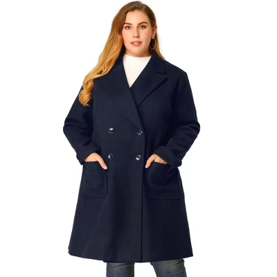 Agnes Orinda Women's Plus Size Winter Peacoat Notched Lapel Double Breasted Long Overcoats 8 Agnes Orinda Women's Plus Size Winter Peacoat Notched Lapel Double Breasted Long Overcoats - Image 6