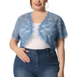 Agnes Orinda Women's Plus Size Sheer Lace Open Front Lightweight Shrugs -Agnes Orinda GUEST e8880236 a1d0 49d3 997e a385acfde3a8