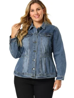Agnes Orinda Women's Plus Size Classic Denim Washed Front Long Sleeve Jean Jackets -Agnes Orinda GUEST e9c25e45 5cad 4963 bf27 3e3c1561b051