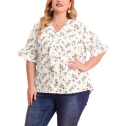 Agnes Orinda Women' S Plus Size V Neck Ruffle Smocked Sleeve Blouses 29 Agnes Orinda Women' S Plus Size V Neck Ruffle Smocked Sleeve Blouses -Agnes Orinda GUEST ea3a12f6 29e7 41b5 817a c7c64b58de5e