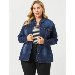 Agnes Orinda Women's Plus Size Outerwear Button Front Washed Denim Jean Jacket -Agnes Orinda GUEST eac18a4a a4b6 4438 b55d 7cbeac156502