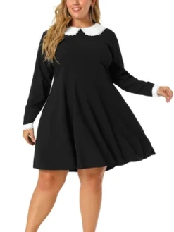 Agnes Orinda Women's Plus Size Peter Pan Collar A-Line Elegant Formal A Line Dress -Agnes Orinda GUEST eb44b04a 8f82 4406 b3ac c9b74a17a778