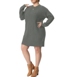 Agnes Orinda Women's Plus Size Long Sleeve Knit Pullover Short Sweater Dresses -Agnes Orinda GUEST ec5e4169 f54c 4a89 b80d c888817fbd21