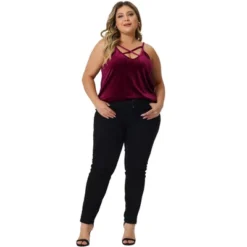 Agnes Orinda Women's Plus Size Criss Cross Spaghetti Strap Fashion Velvet V Neck Camisole 8 Agnes Orinda Women's Plus Size Criss Cross Spaghetti Strap Fashion Velvet V Neck Camisole -Agnes Orinda GUEST ed6d17d8 7cc9 4b24 aadc ab7aaef0f440