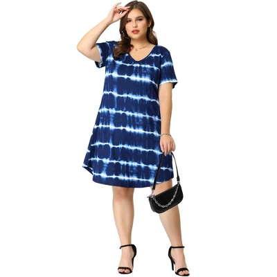 Agnes Orinda Women's Plus Size Tie Dye Trendy V Neck High Low Hem Casual Dresses 4 Agnes Orinda Women's Plus Size Tie Dye Trendy V Neck High Low Hem Casual Dresses - Image 2