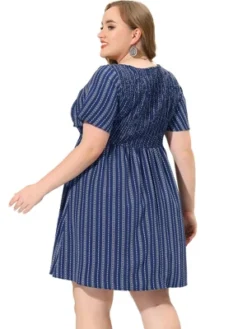 Agnes Orinda Women's Plus Size Stripe Boho Smock Swing Dresses -Agnes Orinda GUEST eef6465d 5fd1 4ac0 8c4b c3a589d61568