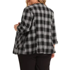Agnes Orinda Women's Plus Size Plaid 3/4 Sleeves Work Office Blazers Jacket Suits -Agnes Orinda GUEST f15ed33e b296 4f5b abce ec18771dcce5