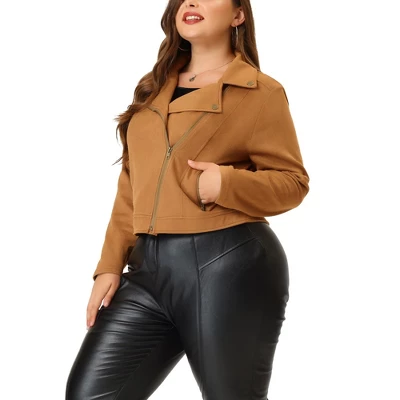 Agnes Orinda Women's Plus Size Winter Suede Cropped Moto Biker Zip Up Faux Suede Jackets 7 Agnes Orinda Women's Plus Size Winter Suede Cropped Moto Biker Zip Up Faux Suede Jackets - Image 5