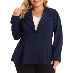 Agnes Orinda Women's Plus Size Office Work Double Lapel Button Peplum Blazers -Agnes Orinda GUEST f1e6f023 7252 4f53 8e4f f7d5acf46812