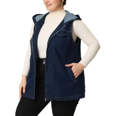 Agnes Orinda Women's Plus Size Hoodie Zipper Up Pocket Denim Sleeveless Jacket Vest 10 Agnes Orinda Women's Plus Size Hoodie Zipper Up Pocket Denim Sleeveless Jacket Vest - Image 8