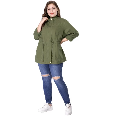 Agnes Orinda Women's Plus Size Winter Zipper Drawstring Waist Long Sleeve Utility With Pockets Fashion Jackets 3 Agnes Orinda Women's Plus Size Winter Zipper Drawstring Waist Long Sleeve Utility With Pockets Fashion Jackets