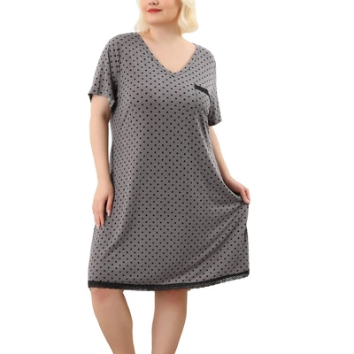 Agnes Orinda Womens Plus Size V Neck Polka Dots Short Sleeve Sleepwear Pajamas Nightgown 14 Agnes Orinda Womens Plus Size V Neck Polka Dots Short Sleeve Sleepwear Pajamas Nightgown - Image 12