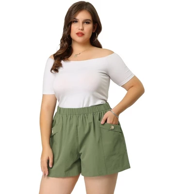 Agnes Orinda Women's Plus Size Pants Loose Slant Pocket Elastic Waist Straight Leg Shorts 5 Agnes Orinda Women's Plus Size Pants Loose Slant Pocket Elastic Waist Straight Leg Shorts - Image 3