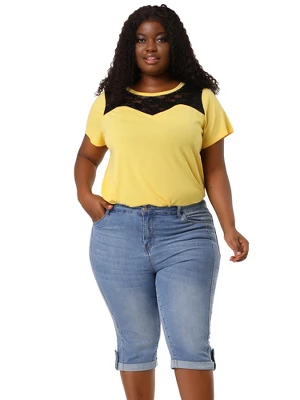 Agnes Orinda Women's Plus Size Mid-Rise Curvy Skinny Stretch Denim Jean Capri 5 Agnes Orinda Women's Plus Size Mid-Rise Curvy Skinny Stretch Denim Jean Capri - Image 3