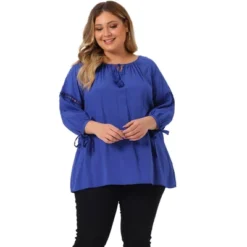 Agnes Orinda Women's Plus Size Long Sleeve Tie Winter Trendy Basic Tunic Blouse -Agnes Orinda GUEST f62a6626 1a51 4822 8b36 42d6ac05d571