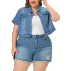 Agnes Orinda Women Plus Size Denim Jacket Crop Fray Roll Short Sleeves Jean Jackets 21 Agnes Orinda Women Plus Size Denim Jacket Crop Fray Roll Short Sleeves Jean Jackets -Agnes Orinda GUEST f63fd3c2 02f6 4c2e b5a2 9fc3fdd9ccb8