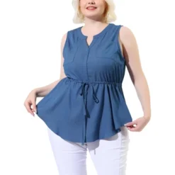 Agnes Orinda Women's Plus Size Shirts Denim V Neck Drawstring Waist Sleeveless Chambray Tops 13 Agnes Orinda Women's Plus Size Shirts Denim V Neck Drawstring Waist Sleeveless Chambray Tops -Agnes Orinda GUEST f7357d5f bff0 41dd 906f ad2278d8a5c2