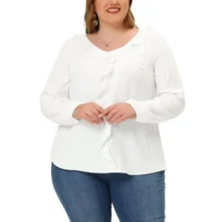 Agnes Orinda Plus Size Blouse For Women Elegant Long Sleeve Ruffle Trim V Neck Office Blouses Tops 11 Agnes Orinda Plus Size Blouse For Women Elegant Long Sleeve Ruffle Trim V Neck Office Blouses Tops -Agnes Orinda GUEST f765e1c3 d0a1 40be a24f b3625091ee41