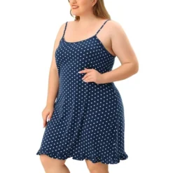 Agnes Orinda Women's Plus Size Comfort Ruffle Hem Polka Dots Sleeveless Nightgown -Agnes Orinda GUEST f773f287 0f0d 4e61 8471 098f5d62ab5b