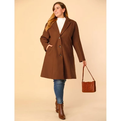 Agnes Orinda Women's Plus Size Winter Notched Lapel Single Breasted Pea Coat 4 Agnes Orinda Women's Plus Size Winter Notched Lapel Single Breasted Pea Coat - Image 2