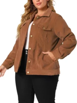 Agnes Orinda Women's Plus Size Jackets Casual Winter Stand Collar Boyfriend Corduroy Jacket -Agnes Orinda GUEST f815a4fe e8ca 40e3 815d 1fbd38eeb1c7