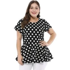 Agnes Orinda Women's Plus Size Polka Dots Fashion Workout Elegant Short Sleeves Peplum Top -Agnes Orinda GUEST f836dd5a 77f5 4d2a 8836 0942aed58e2a