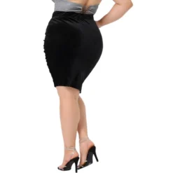Agnes Orinda Women's Plus Size Velvet Stretch High Waist Ruched Pencil Bodycon Mini Club Skirt 9 Agnes Orinda Women's Plus Size Velvet Stretch High Waist Ruched Pencil Bodycon Mini Club Skirt -Agnes Orinda GUEST f85d0722 0589 4ddc a68f 3090e62fdea5