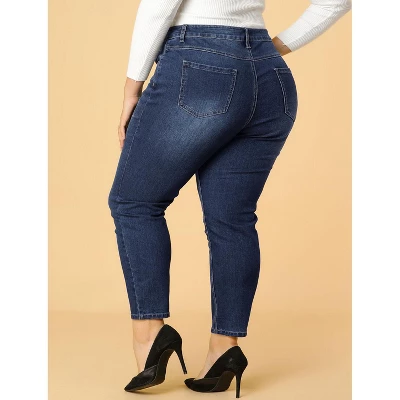 Agnes Orinda Women's Plus Size Denim Mid-Rise Stretch Washed Skinny Jeans 5 Agnes Orinda Women's Plus Size Denim Mid-Rise Stretch Washed Skinny Jeans - Image 4