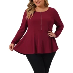 Agnes Orinda Women's Plus Size Peplum Half Zip Up Low Cut Short Sleeve Ruffle Blouse 11 Agnes Orinda Women's Plus Size Peplum Half Zip Up Low Cut Short Sleeve Ruffle Blouse -Agnes Orinda GUEST f946fb72 f5a9 4342 9319 35f972458240
