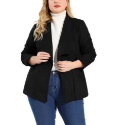 Agnes Orinda Women's Plus Size Jacket Drop Shoulder Moto Stretch Long Sleeves Drape Suede Cardigans -Agnes Orinda GUEST fa48d137 ddb2 41d9 8ef6 1acd65ca260e