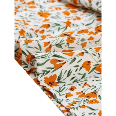 Agnes Orinda Women's Plus Size Pleated Ruffle 3/4 Sleeves V Neck Floral Blouse 6 Agnes Orinda Women's Plus Size Pleated Ruffle 3/4 Sleeves V Neck Floral Blouse - Image 4