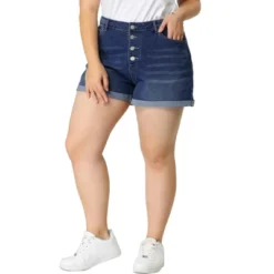 Agnes Orinda Plus Size Shorts For Women Roll Hem Denim Jeans Short Pants -Agnes Orinda GUEST faf570b5 fee0 4272 8eb9 cd8ccbb9e22b