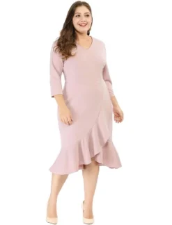 Agnes Orinda Women's Plus Size Cocktail V-neck Wrap Ruffled Midi Bodycon Dresses 15 Agnes Orinda Women's Plus Size Cocktail V-neck Wrap Ruffled Midi Bodycon Dresses -Agnes Orinda GUEST fb70a92e b166 428e 87ea 1af71b46b60b