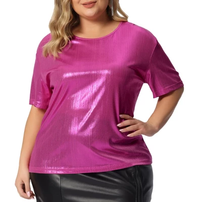 Agnes Orinda Women's Plus Size Metallic Holographic Concert Carival Party Blouse 9 Agnes Orinda Women's Plus Size Metallic Holographic Concert Carival Party Blouse - Image 7