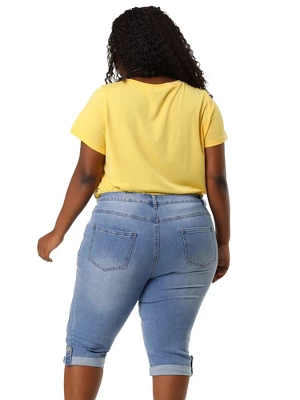 Agnes Orinda Women's Plus Size Mid-Rise Curvy Skinny Stretch Denim Jean Capri 6 Agnes Orinda Women's Plus Size Mid-Rise Curvy Skinny Stretch Denim Jean Capri - Image 4