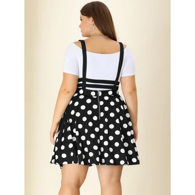 Agnes Orinda Plus Size Suspender Skirt For Women Detachable Strap A-Line Polka Dots Skirts 5 Agnes Orinda Plus Size Suspender Skirt For Women Detachable Strap A-Line Polka Dots Skirts - Image 3