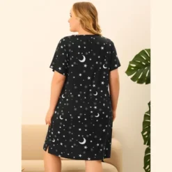 Agnes Orinda Women's Plus Size Comfort Pajamas Star Moon Pattern V Neck Short Sleeve Nightgown 10 Agnes Orinda Women's Plus Size Comfort Pajamas Star Moon Pattern V Neck Short Sleeve Nightgown -Agnes Orinda GUEST fd9535c4 72ed 4209 b30a e2a3d682da46
