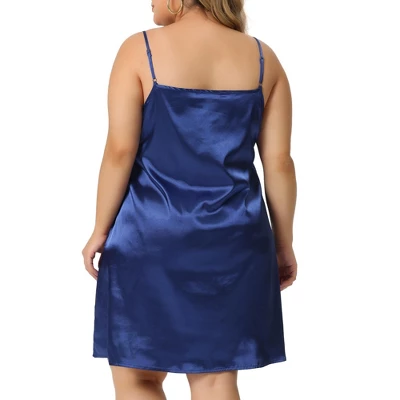 Agnes Orinda Women's Plus Size 2023 Spaghetti Strap Adjustable Lace Insert Satin Cami Nightdress 5 Agnes Orinda Women's Plus Size 2023 Spaghetti Strap Adjustable Lace Insert Satin Cami Nightdress - Image 3