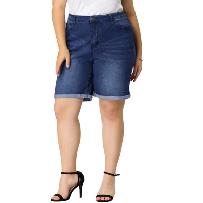 Agnes Orinda Women's Plus Size Jeans Casual Slash Pockets Washed Denim Shorts 2 Agnes Orinda Women's Plus Size Jeans Casual Slash Pockets Washed Denim Shorts